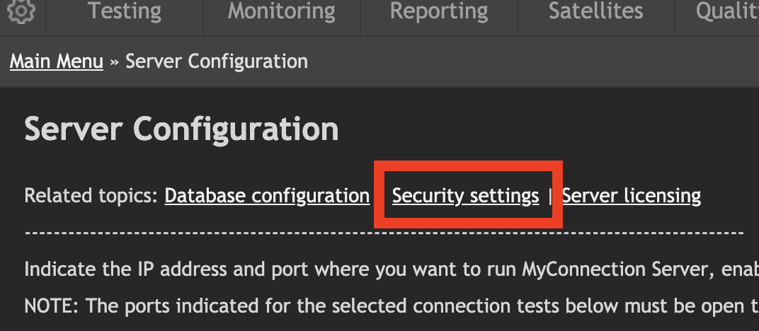 mcs security settings