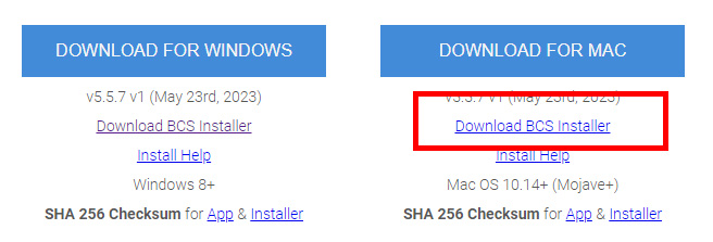 download bcs installer