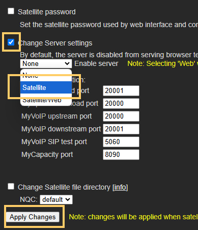 enable satellite mode