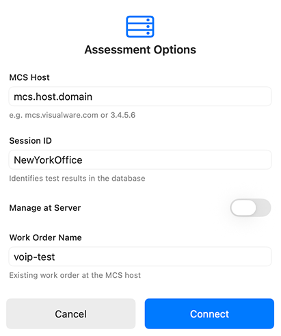 Manual assessment configuration options