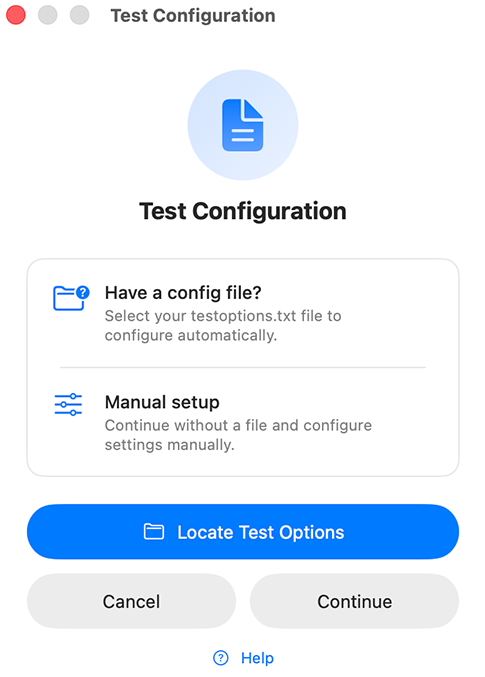 macOS app test options