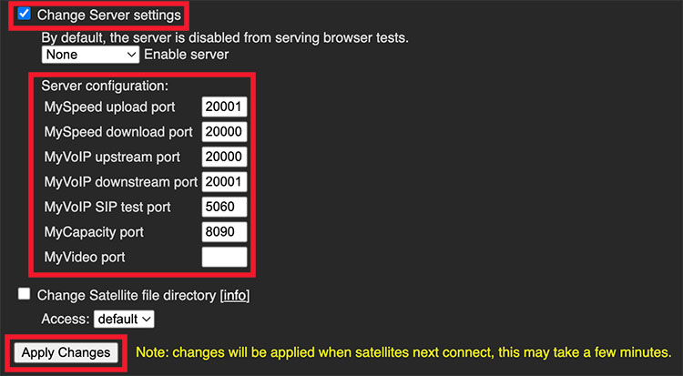 update satellite ports