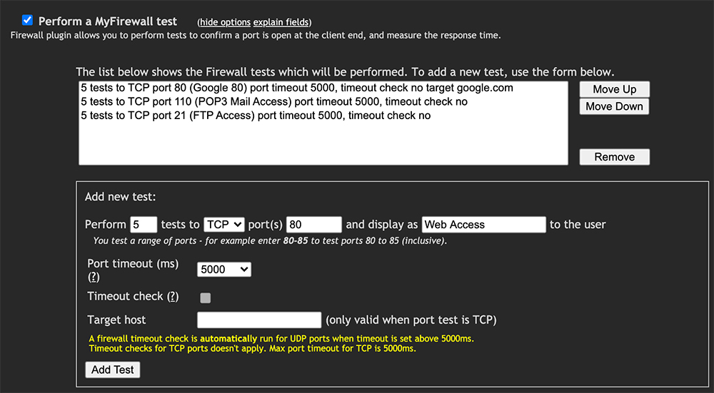 firewall test configuration