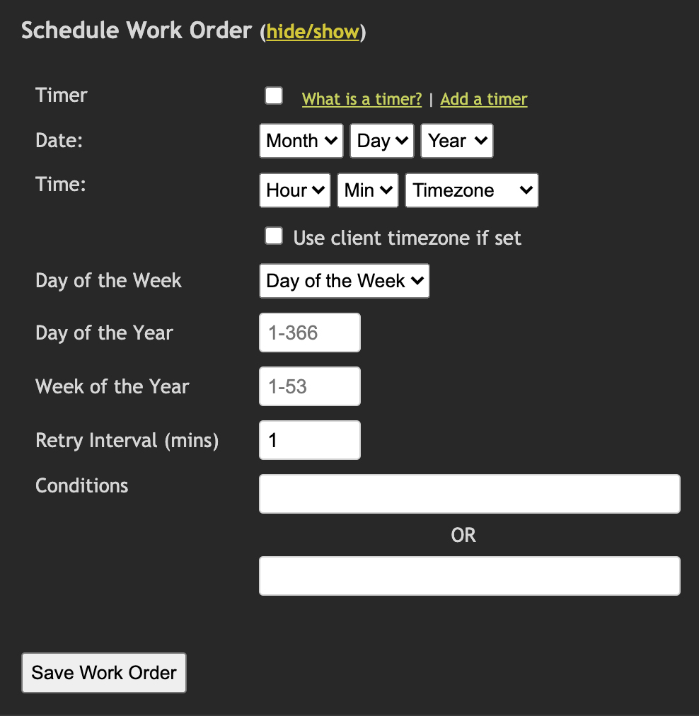 Schedule Work Order