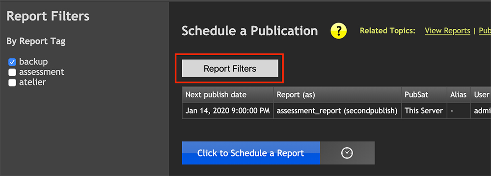 publish queue filters