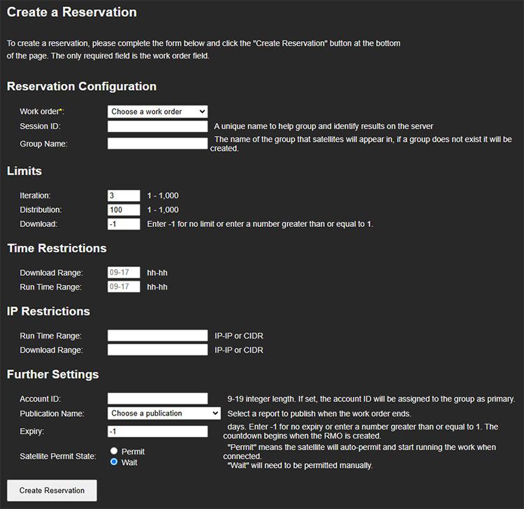 create a reservation