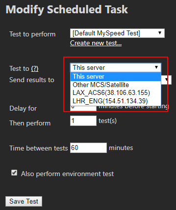 test to drop down menu