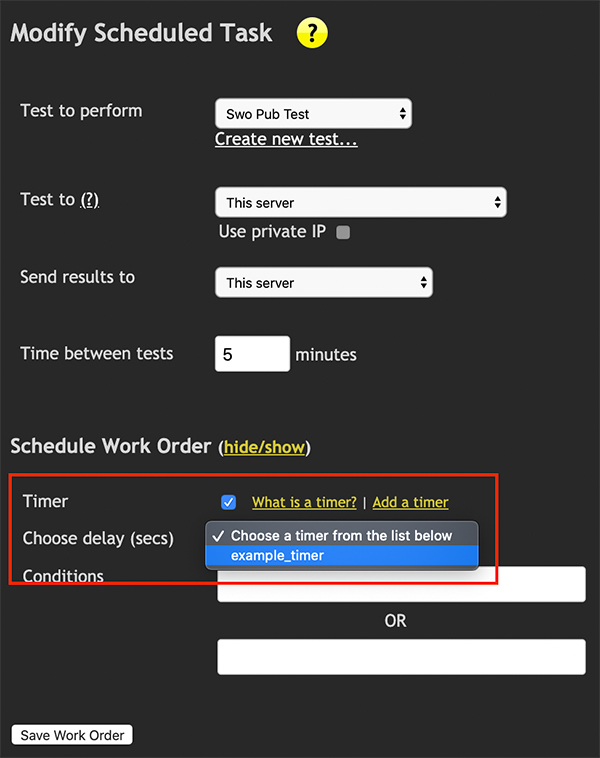 assign a sync timer to a work order