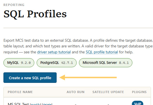 Create SQL profile button
