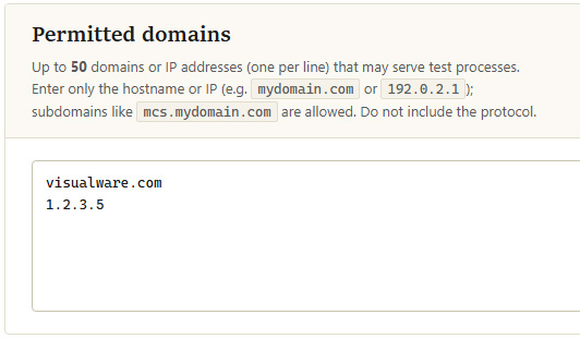 Permitted Domains input field