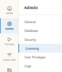 Licensing option in Administration menu