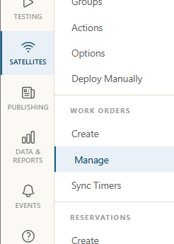 Manage work orders menu item