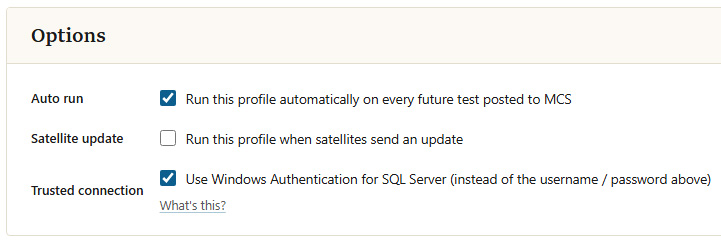 MS SQL Trusted Connection settings