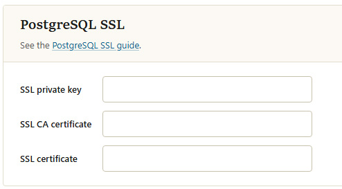 PostgreSQL SSL configuration options