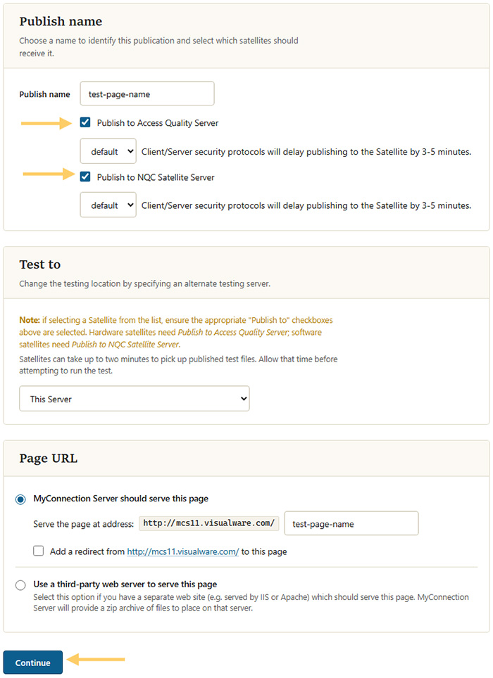 Publish to satellite options