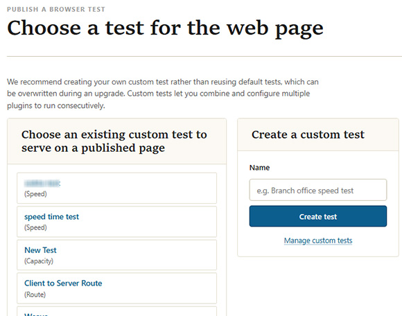 Test type selection