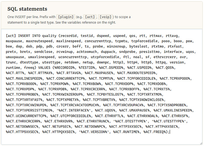 INSERT INTO statement in SQL Statements text box