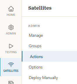 Actions menu item in Administration