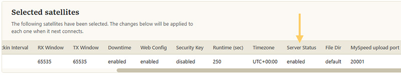 Server status showing Enabled