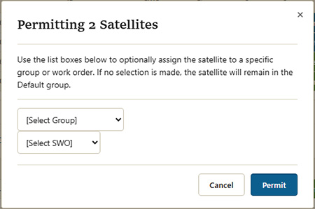 Permit confirmation dialog with Group and SWO options