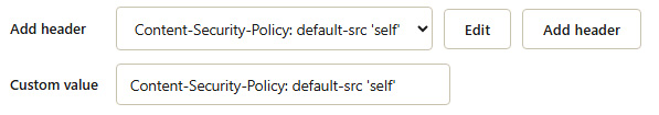 Edit a header preset in MCS