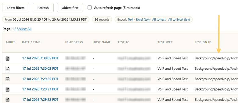 Work order results display