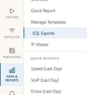 SQL Export Menu