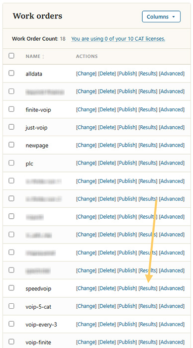 work order results link