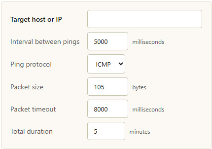 Ping test configuration options