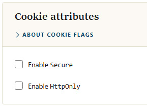 Cookie attribute checkboxes for Secure and HttpOnly