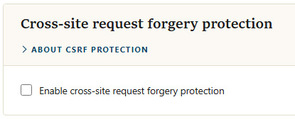 Enable cross-site request forgery protection checkbox