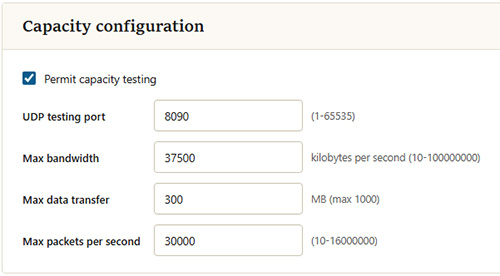 Capacity test general config