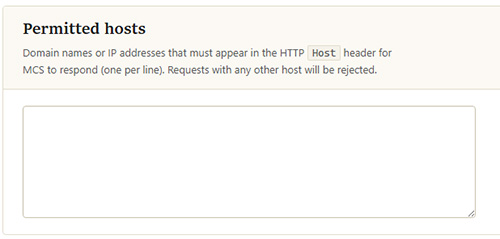 Permitted hosts settings