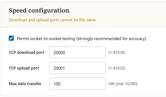 Speed test general config