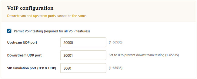 VoIP test general config