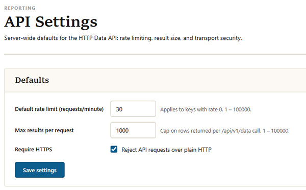 HTTP API administration area
