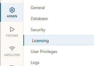 Licensing item in the MCS Admin menu