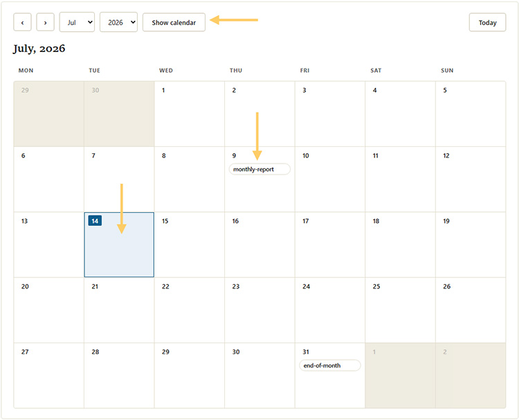 View calendar