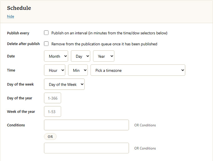 Calendar options