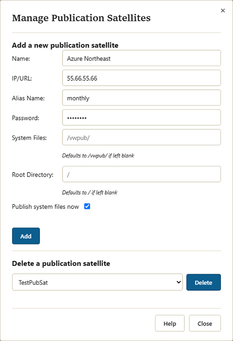 Manage Publication Satellites
