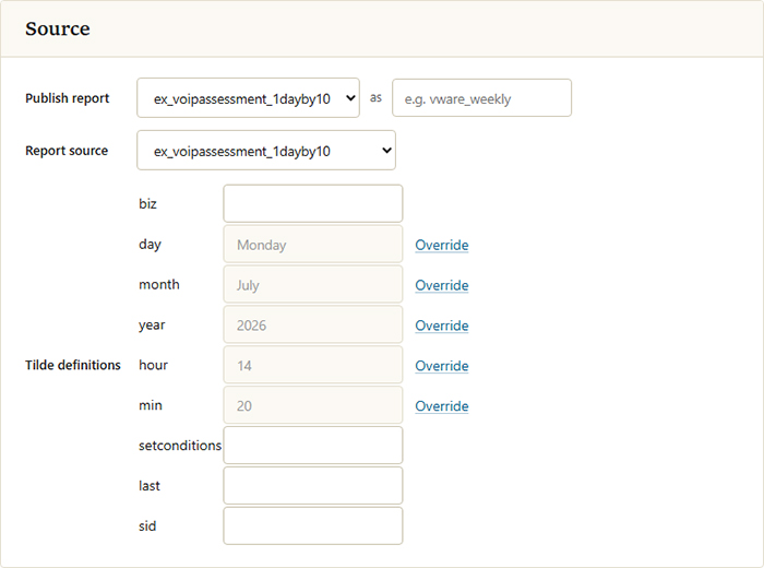 Tilde definitions displayed below menu selections