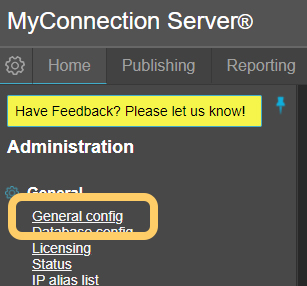 General Config menu