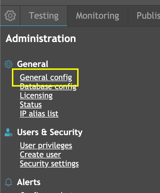 General Config link in the administration section